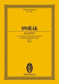 Dvorak: String Quartet Eb major Opus 51 B 92 (Study Score) published by Eulenburg